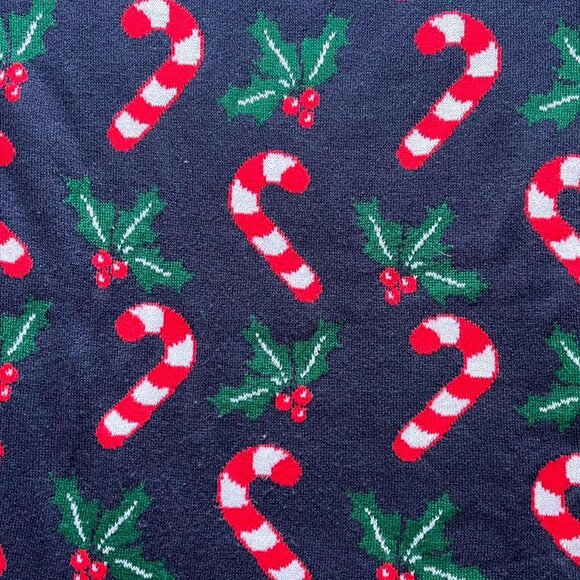 Kiabi Christmas Sweater Mens XL Navy Blue Christmas Candy Cane Festive Pullover - Picture 2 of 6